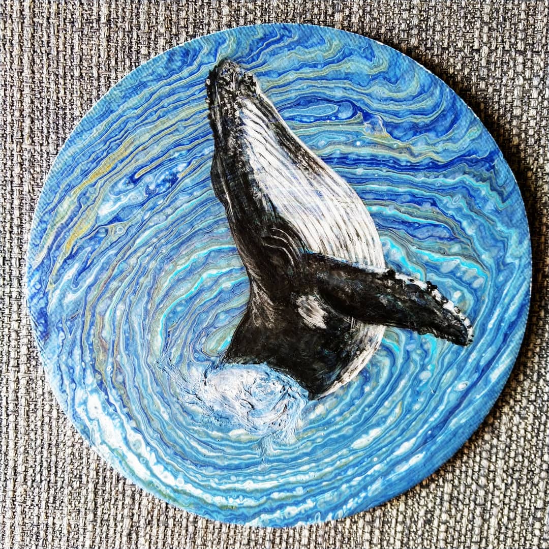 Wal mit Acrylgießen als Hintergrund