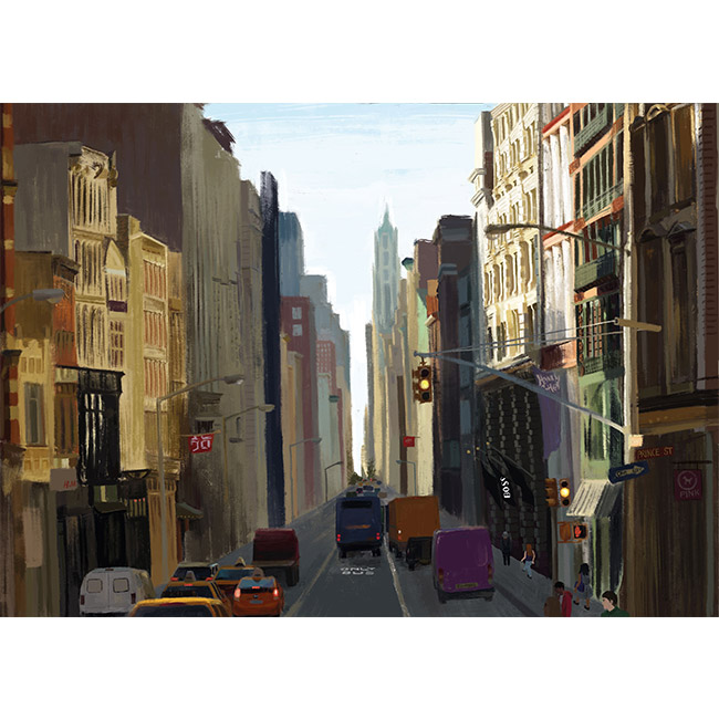digitale Illustration einer Straße in New York City
